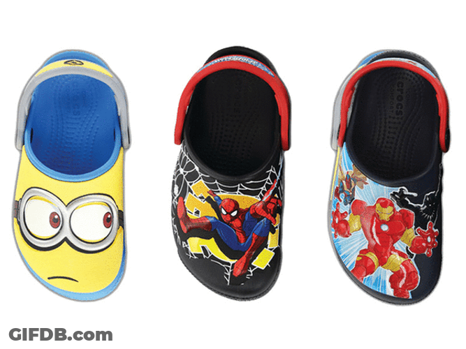 Crocs Minions Marvel Batman Spiderman Ironman GIF