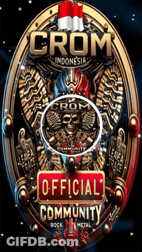 Crom Indonesia Logo Skull And Flag GIF