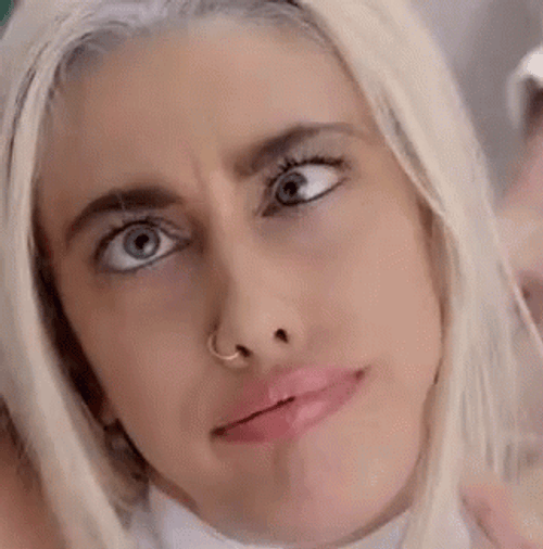 Cross Eyed Crazy Lady Blonde GIF