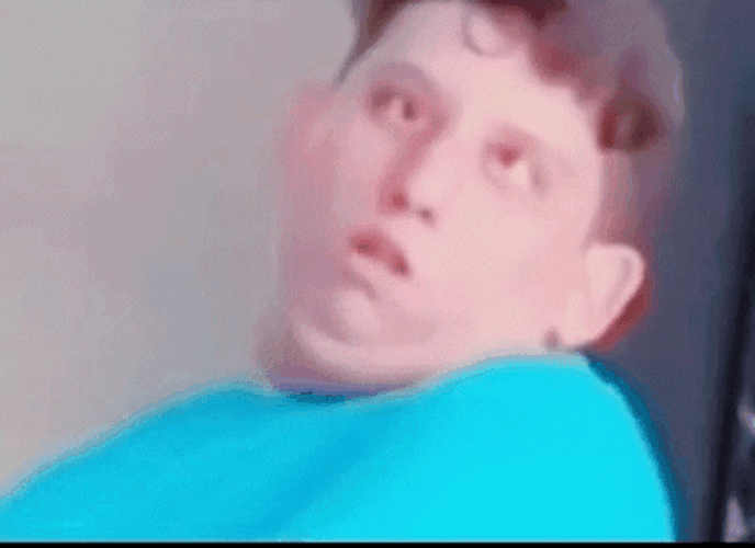 Cross Eyed Fat Boy Calling GIF