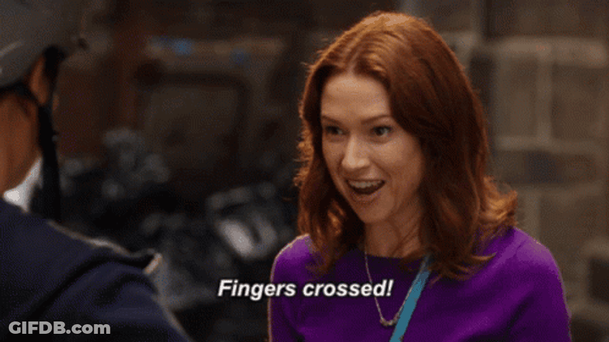 Cross Fingers Ellie Kemper GIF