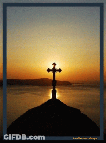 Cross On Hill At Sunset GIF