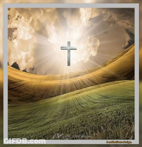 Cross On Hill Under Cloudy Sky GIF