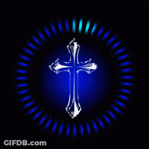 Cross Surrounded By Blue Rays GIF