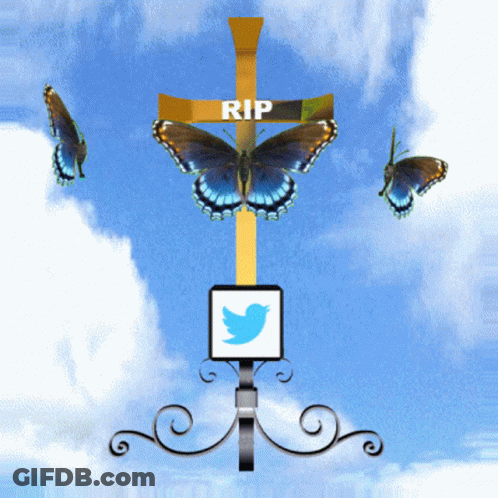Cross With Butterfly And Twitter Logo GIF
