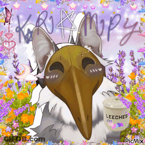 Crow With Cup Of Leeches GIF