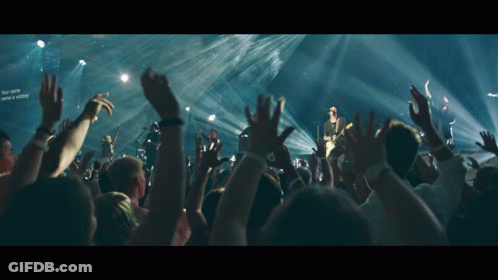 Crowd At Concert With Victory Sign GIF