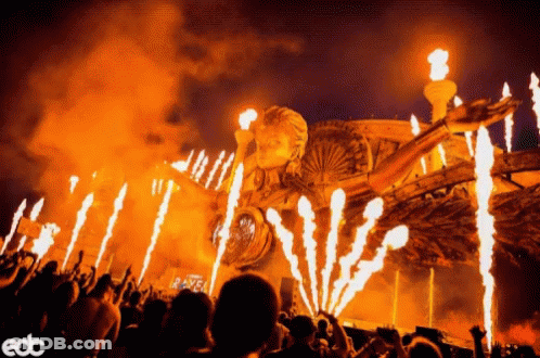 Crowd At EDC Event With Statue Of Liberty GIF