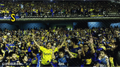 Crowd Behind Chain Link Fence With S GIF