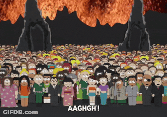 Crowd Burning Hell Fire South Park GIF
