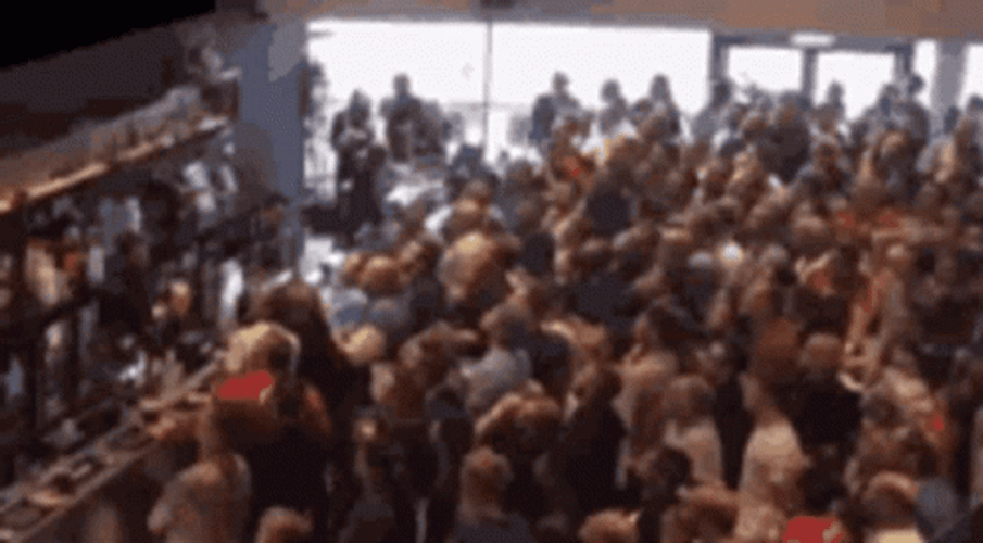 Crowd Cheering And Jumping Happily GIF