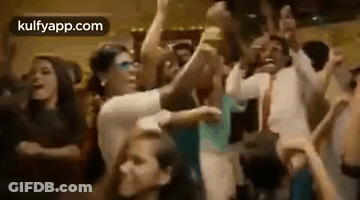 Crowd Dancing In Club With Arms In Air GIF