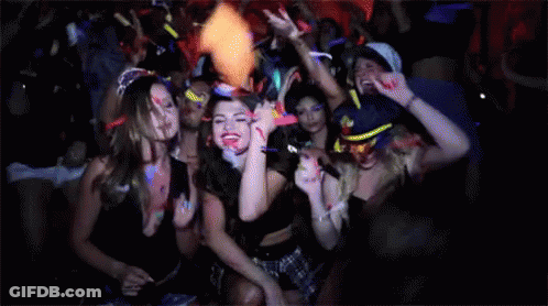 Crowd Dancing In Dark Room GIF