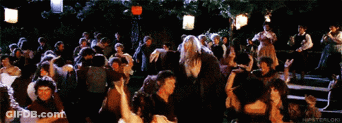 Crowd Dancing In Dark Room With Hipster.com GIF