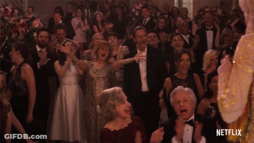 Crowd Dancing In Front Of Netflix Ad GIF