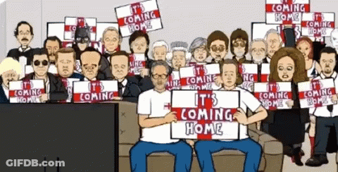 Crowd Holding Signs Saying It's Coming Home GIF