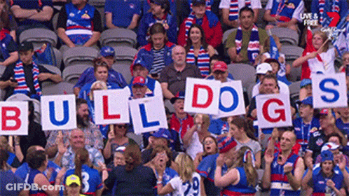 Crowd Holding Up Bulldogs Signs GIF