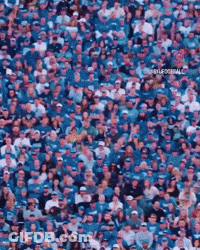 Crowd In Blue Hats At Stadium GIF
