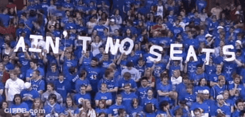 Crowd In Blue Shirts With Ain't No Seats GIF