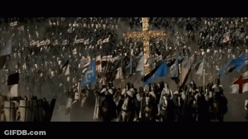 Crowd In Front Of A Cross GIF