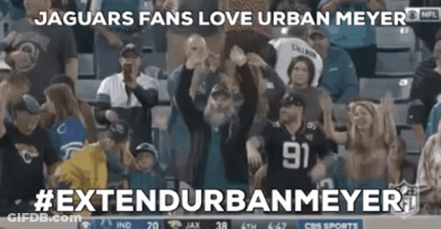 Crowd In Stadium Saying Jaguars Fans Love Urban Meyer #Extendurbanmeyer GIF