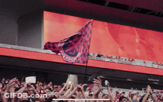 Crowd In Stadium Watching Game With Barcelona Flag GIF