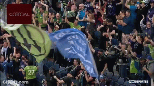 Crowd In Stadium With Goodal Banner GIF