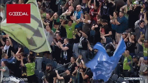 Crowd In Stadium With Goodal Logo GIF