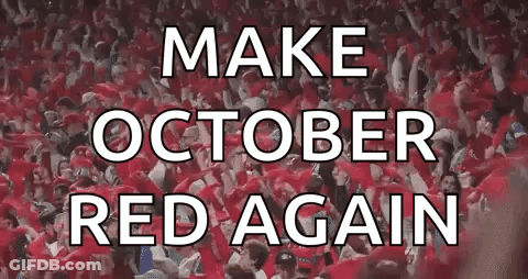 Crowd In Stadium With Make October Red Again GIF