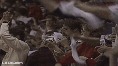 Crowd In Stadium With Man In Rip Cards Jersey GIF