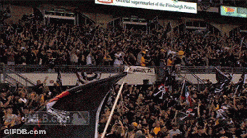 Crowd In Stadium With MLB Logo GIF