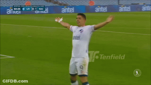 Crowd In Stadium With Scoreboard Liv 0-1 Nac GIF