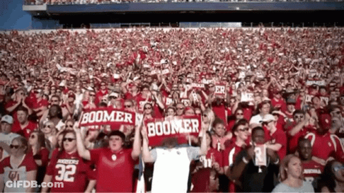 Crowd In Stadium With Sooner Banners GIF