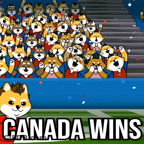 Crowd Of Dogs Celebrating Canada Won GIF