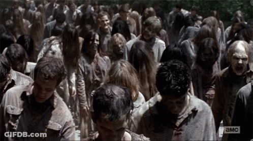 Crowd Of Zombies Walking GIF