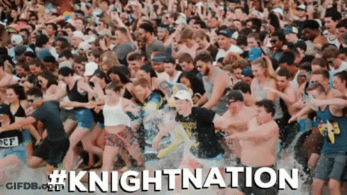 Crowd Running In Water #KnightNation GIF