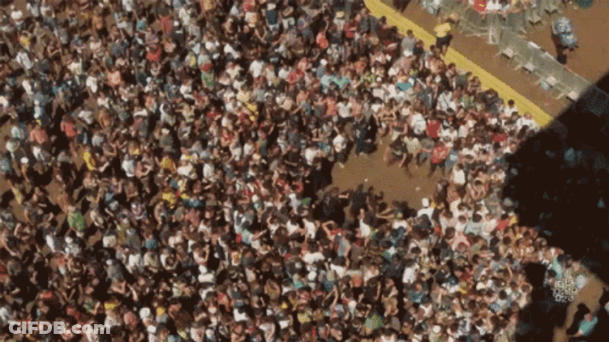 Crowd Rushing In Center Mosh Pit GIF