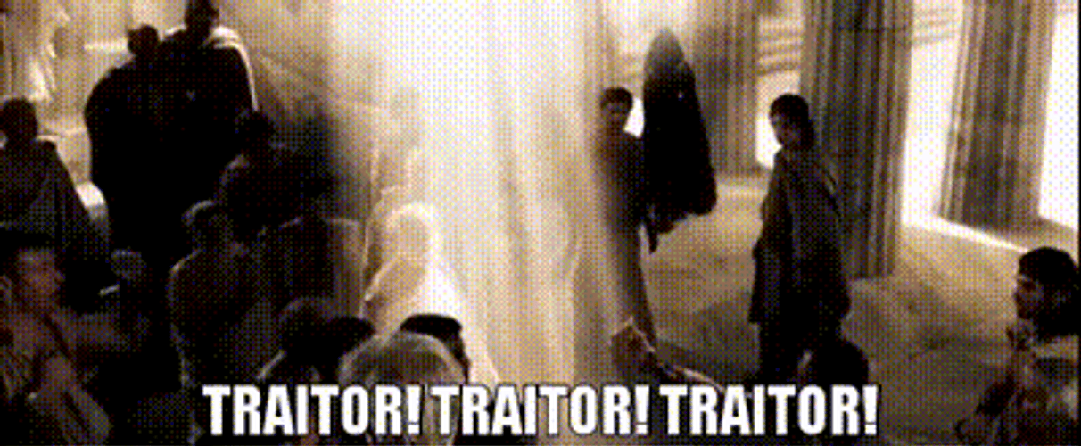 Crowd Shouting Traitor GIF