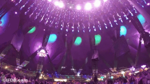 Crowd Under Purple Dome At Party GIF