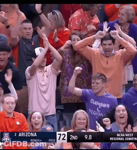 Crowd Watching Arizona Vs Clemson Basketball Game GIF