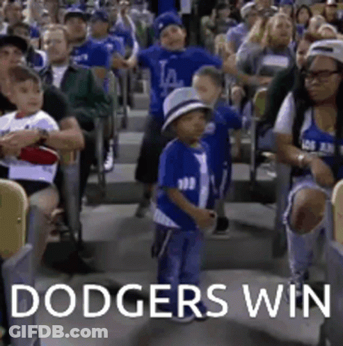 Crowd Watching Baseball Game Dodgers Win GIF