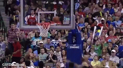 Crowd Watching Basketball Game With Spalding Logo GIF