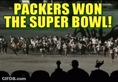 Crowd Watching Football Packers Won The Super Bowl GIF