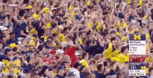 Crowd Watching Michigan Football Game On ESPN GIF