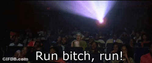 Crowd Watching Movie Saying Run Bitch Run GIF