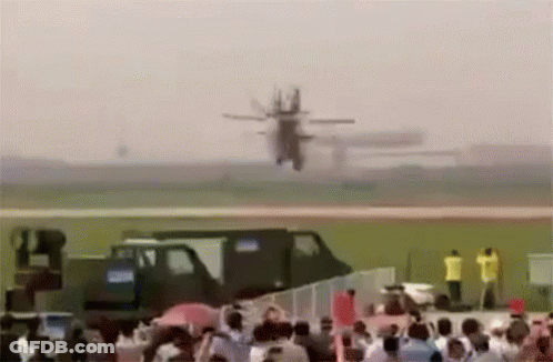 Crowd Watching Plane Take Off GIF