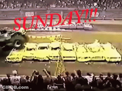 Crowd Watching Race With Red Sunday GIF