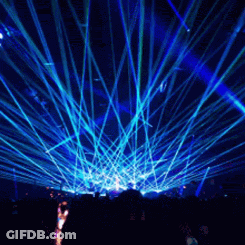 Crowd Watching Show With Blue Lights GIF