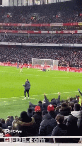 Crowd Watching Soccer Game In Emirates Stadium GIF