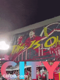 Crowd Watching Soccer Game With City Sign GIF